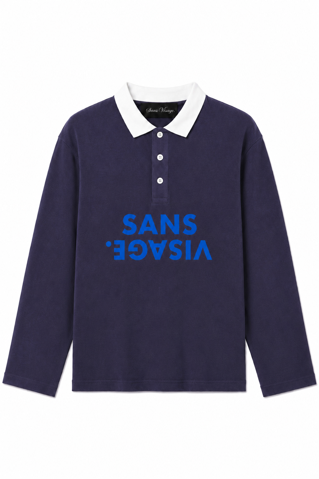 SANS VISAGE. NAVY WAFFLE POLO
