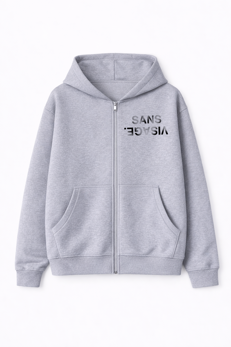 BLACK WASHED GREY SANS VISAGE. HOODIE