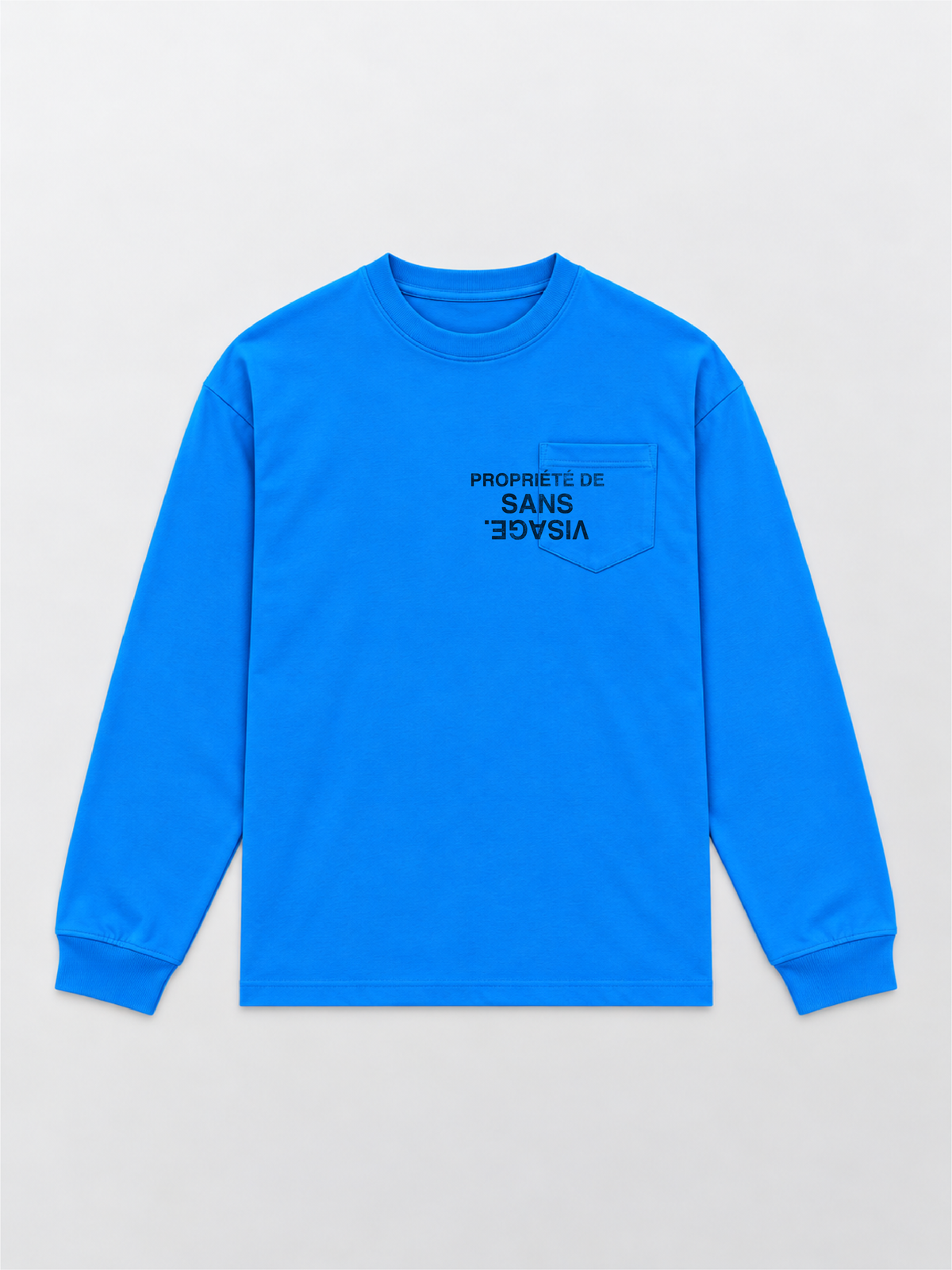 PROPRIÉTÉ DE SANS VISAGE. COBALT BLUE CUFFED LONGSLEEVE