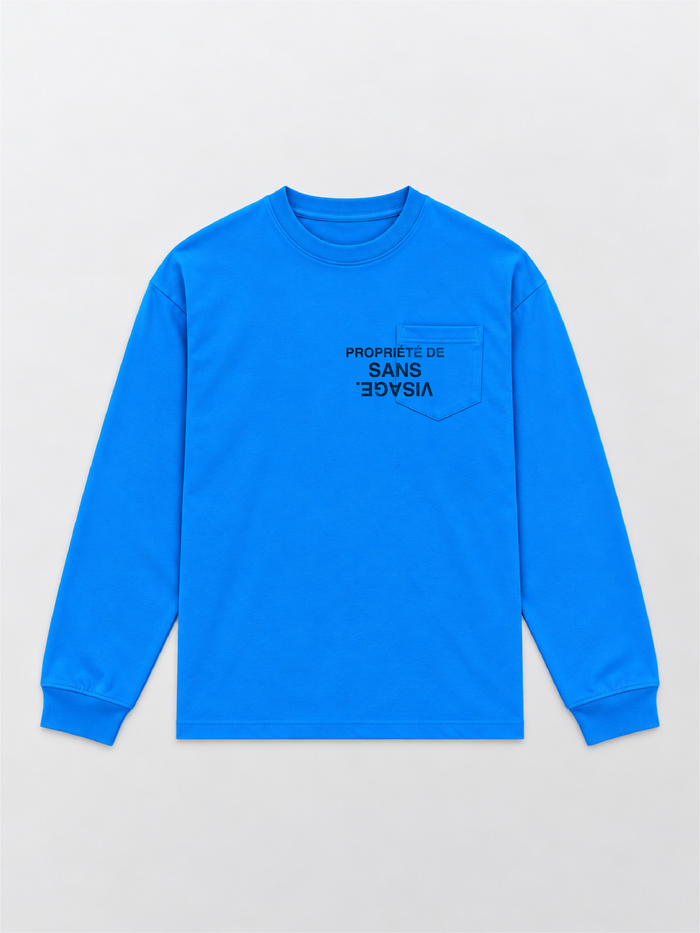 PROPRIÉTÉ DE SANS VISAGE. COBALT BLUE CUFFED LONGSLEEVE