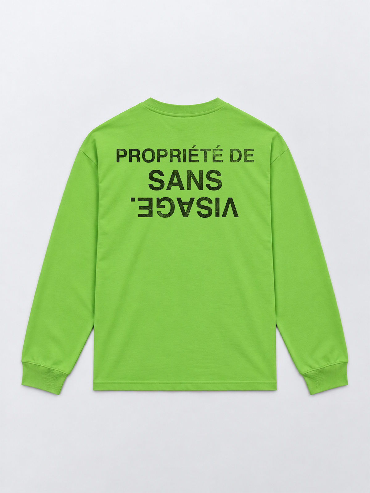 PROPRIÉTÉ DE SANS VISAGE. LIME GREEN CUFFED LONGSLEEVE