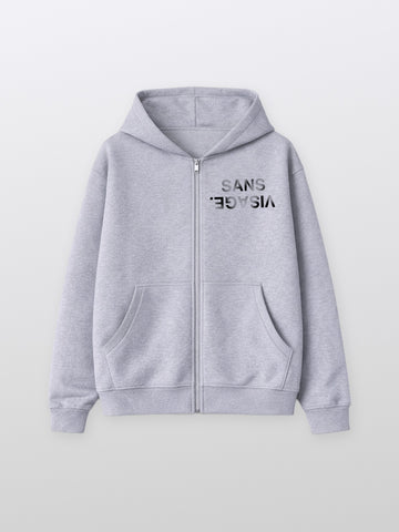 Black Washed Grey Sans Visage Hoodie – front