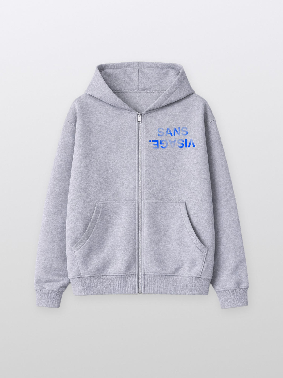 Blue Washed Grey Sans Visage Hoodie – front