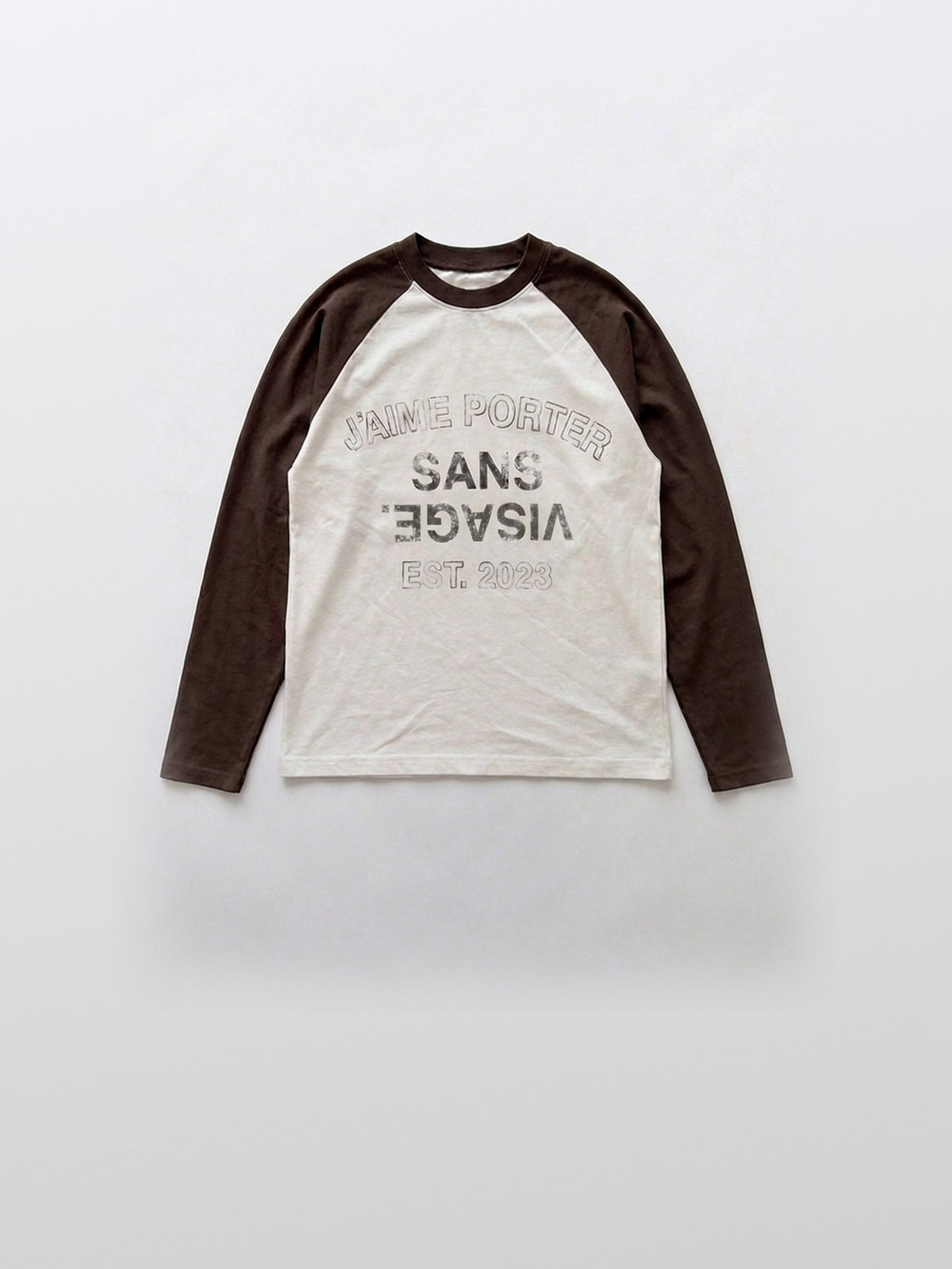 Jaime Porter Sans Visage Raglan Longsleeve White Brown – front