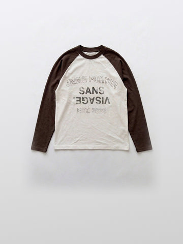 Jaime Porter Sans Visage Raglan Longsleeve White Brown – front