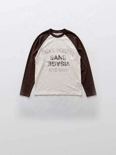 J'AIME PORTER SANS VISAGE RAGLAN LONGSLEEVE - WHITE & BROWN