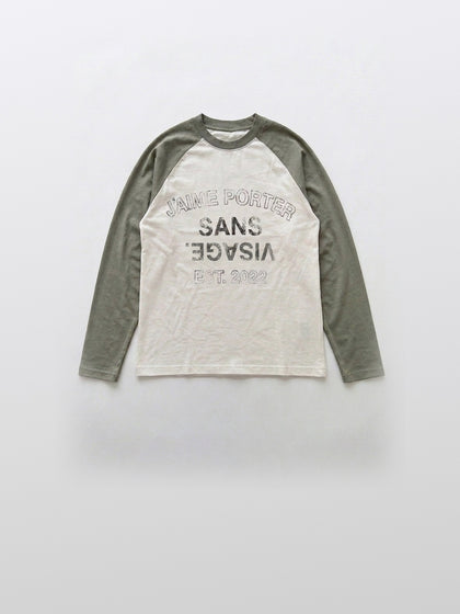Jaime Porter Sans Visage Raglan Longsleeve White Grey – front