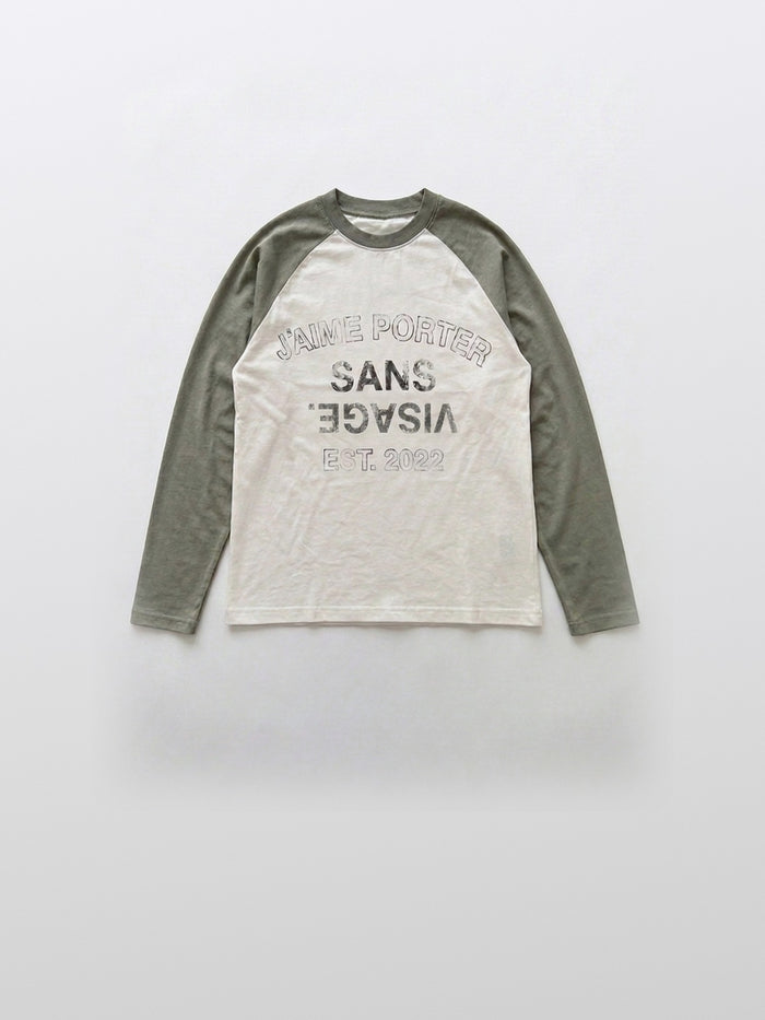 J'AIME PORTER SANS VISAGE RAGLAN LONGSLEEVE - WHITE & GREY