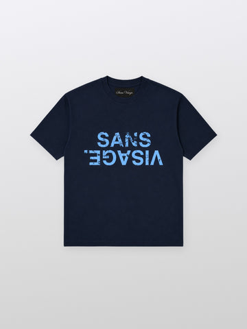 Sans Visage Broken Blue Pattern T Shirt – front