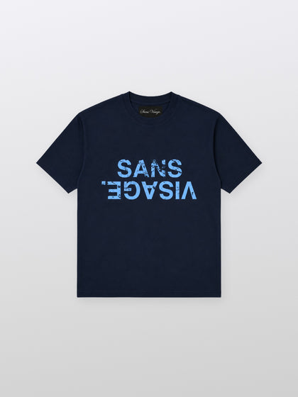 Sans Visage Broken Blue Pattern T Shirt – front