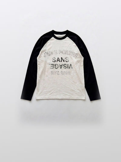 J'AIME PORTER SANS VISAGE RAGLAN LONGSLEEVE - WHITE & BLACK