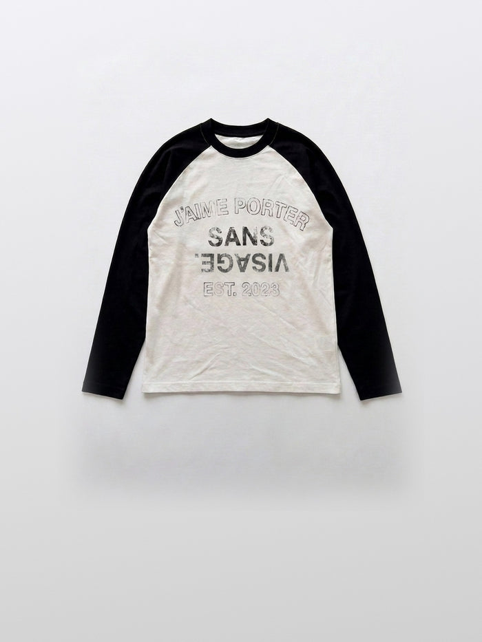 J'AIME PORTER SANS VISAGE RAGLAN LONGSLEEVE - WHITE & BLACK