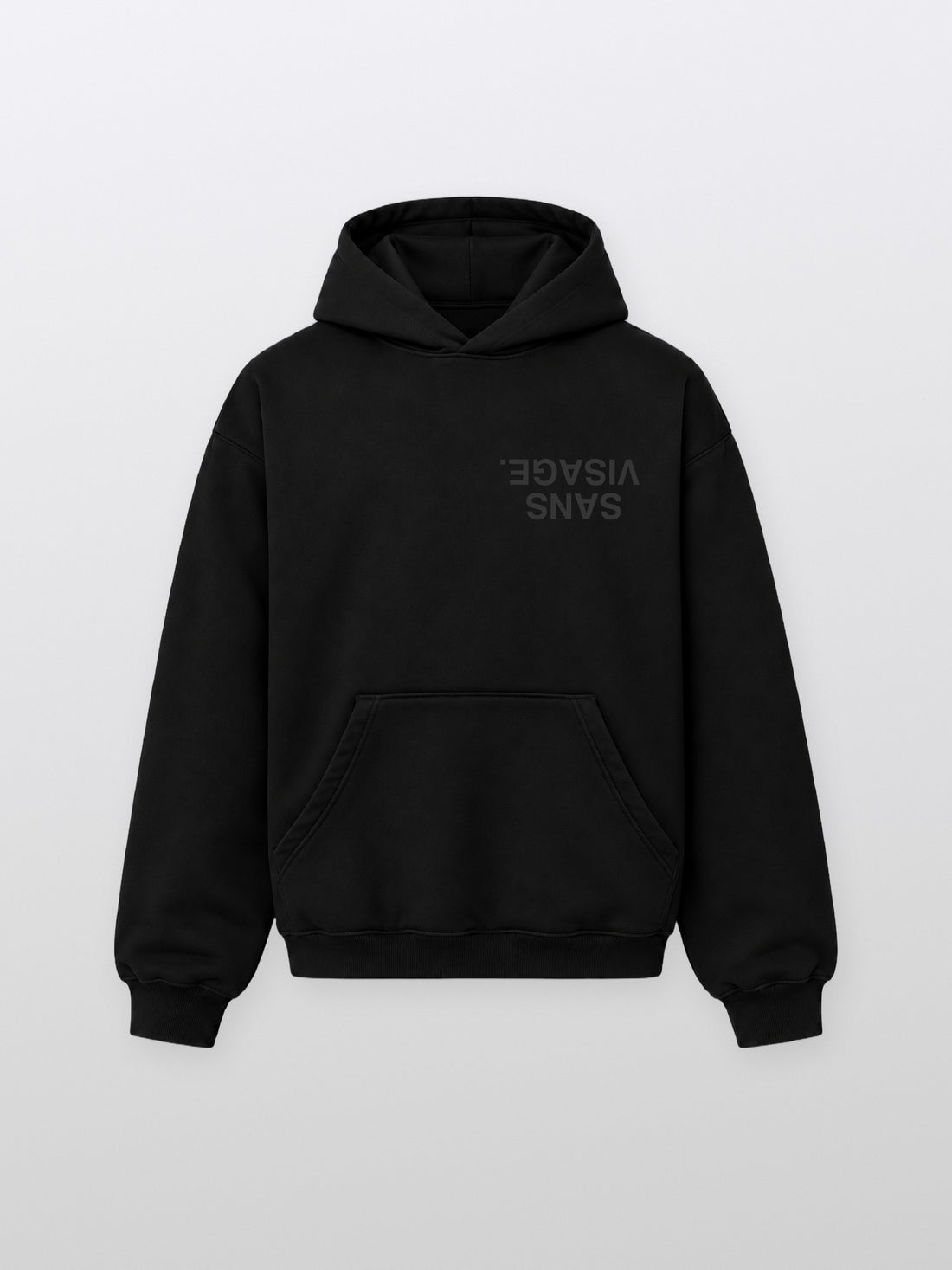 Sans Visage Upside Down Black Hoodie – front
