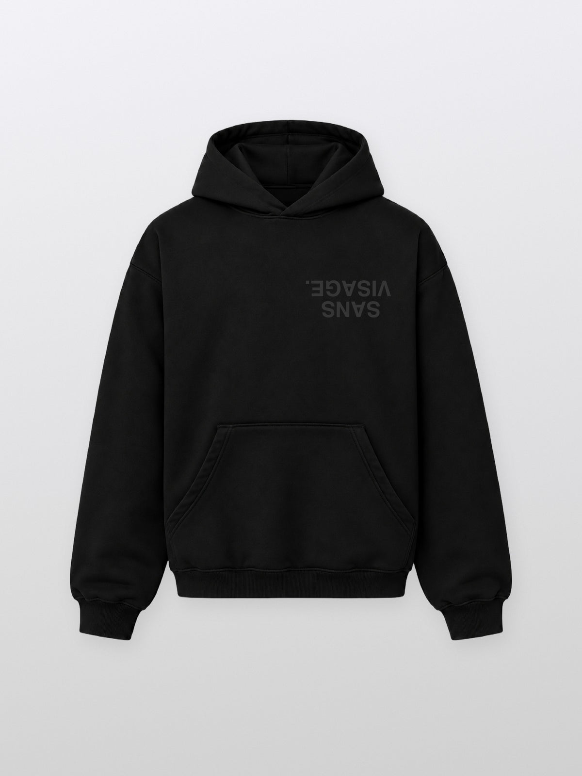 Sans Visage Upside Down Black Hoodie – front