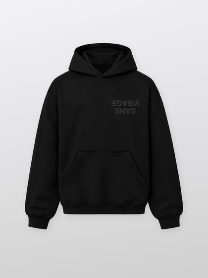 Sans Visage Upside Down Black Hoodie – front