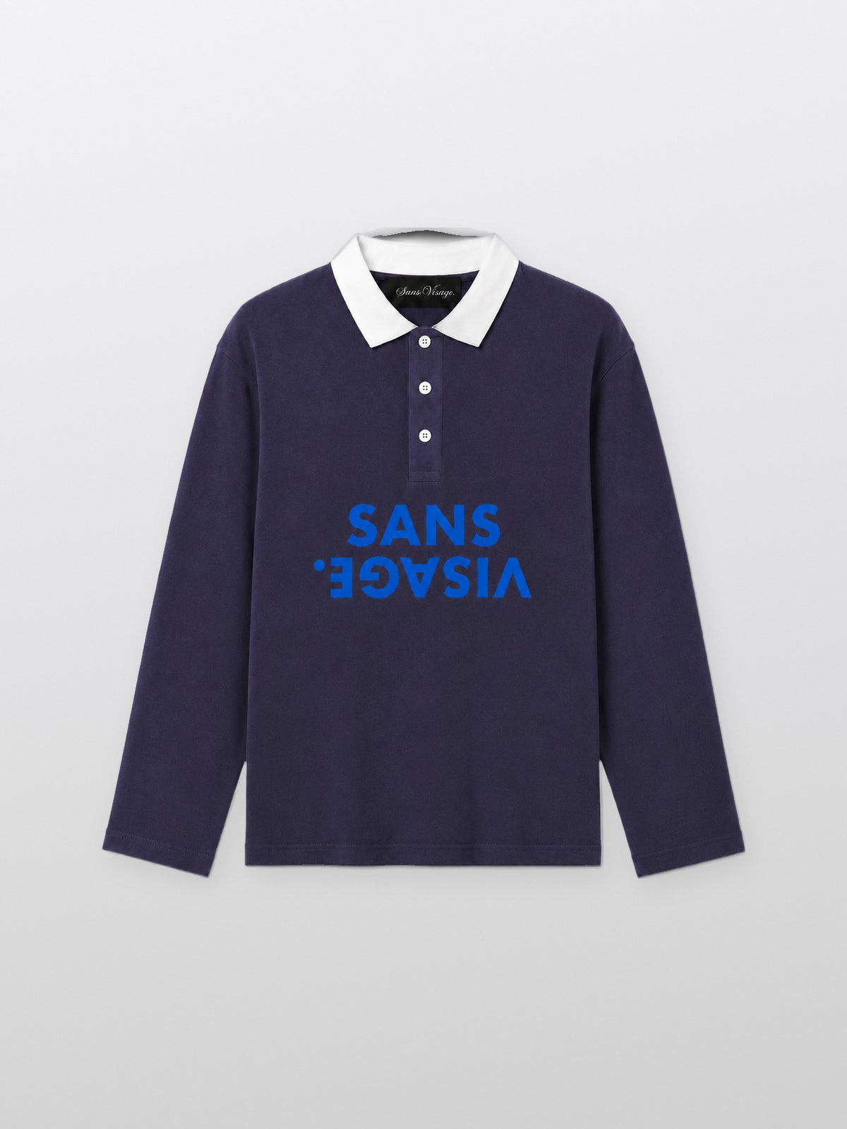 Sans Visage Waffle Polo Navy – front