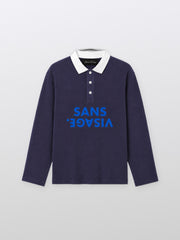 Sans Visage Waffle Polo Navy – front
