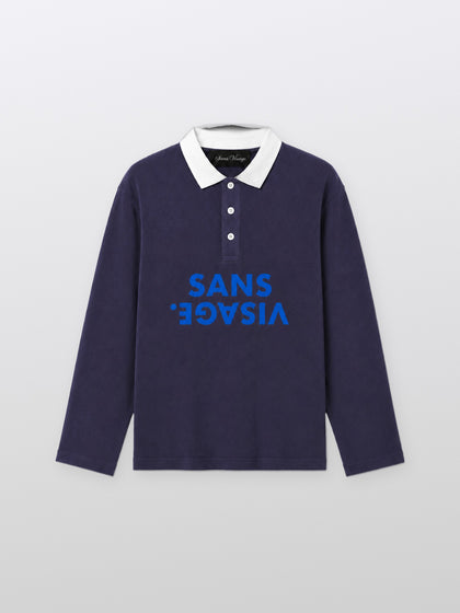 Sans Visage Waffle Polo Navy – front