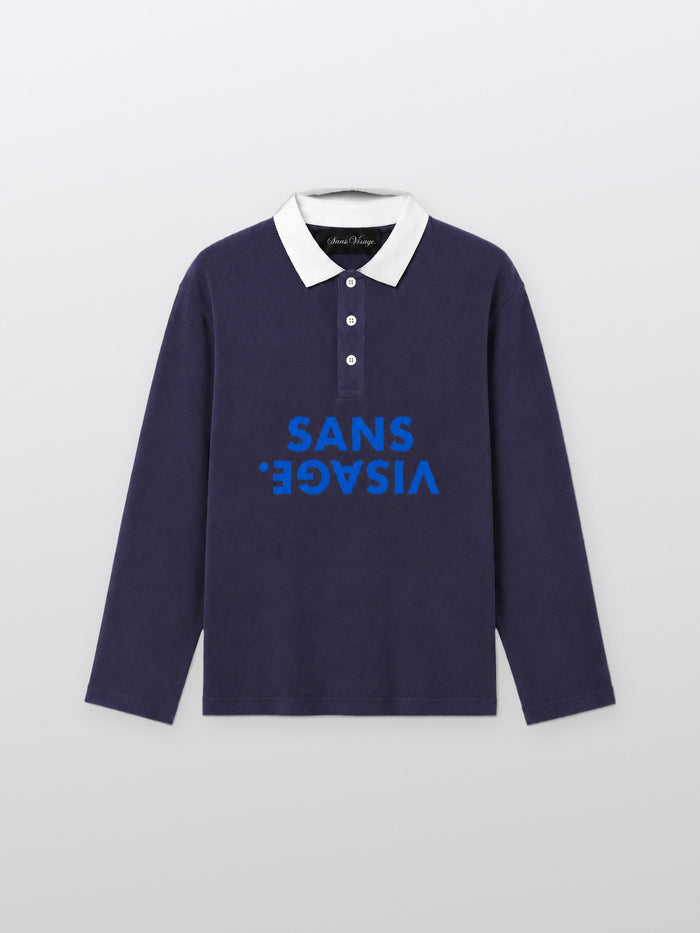 SANS VISAGE. NAVY WAFFLE POLO
