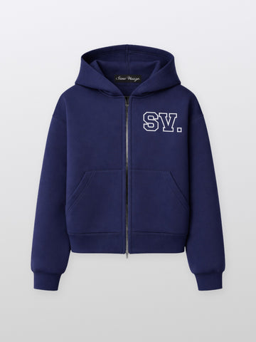 SV Navyblue Zip Scuba Hoodie – front