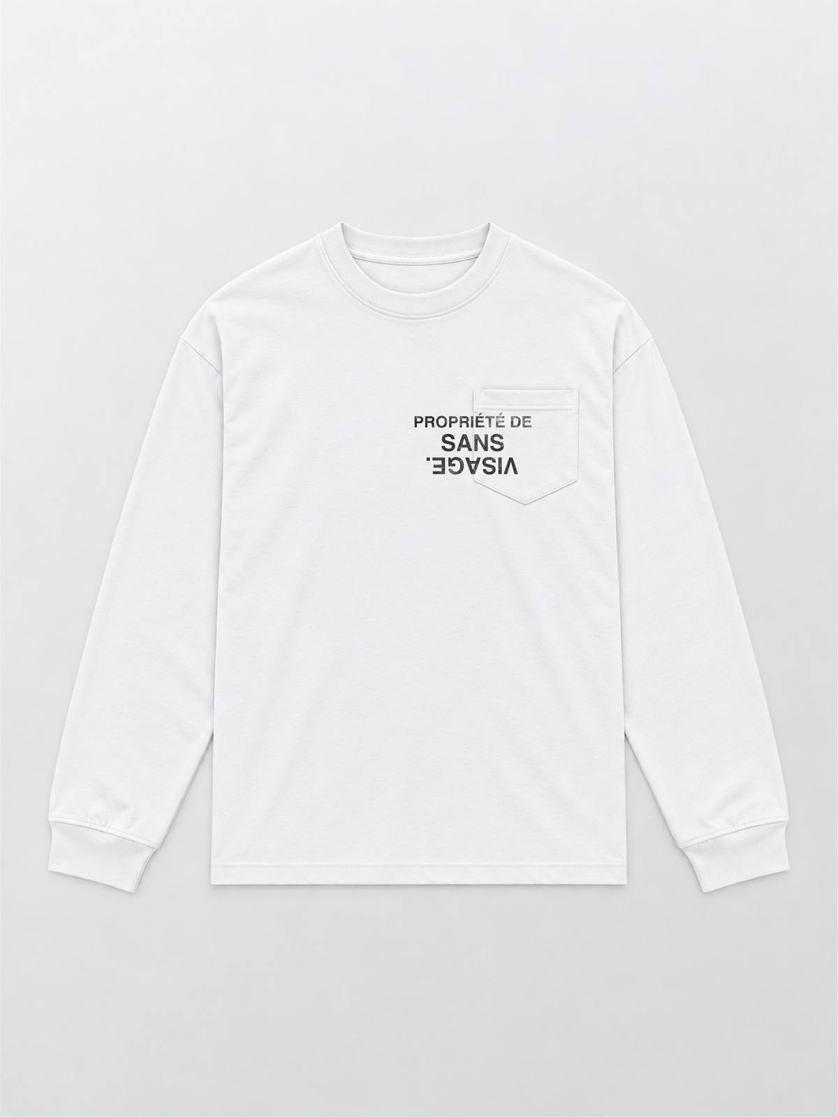 PROPRIÉTÉ DE SANS VISAGE. WHITE CUFFED LONGSLEEVE