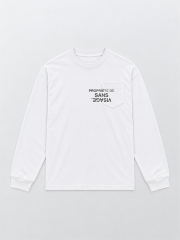PROPRIÉTÉ DE SANS VISAGE. WHITE CUFFED LONGSLEEVE