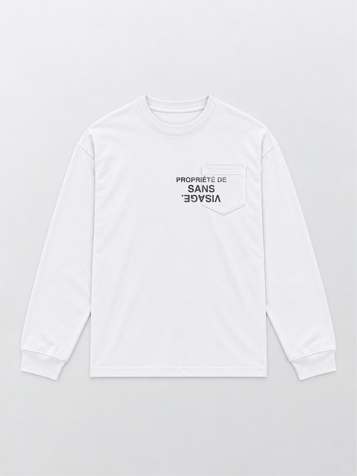 PROPRIÉTÉ DE SANS VISAGE. WHITE CUFFED LONGSLEEVE