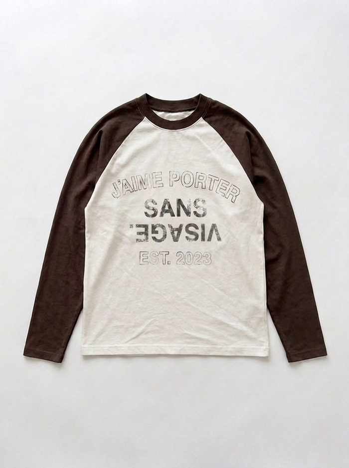 J'AIME PORTER SANS VISAGE RAGLAN LONGSLEEVE - WHITE & BROWN