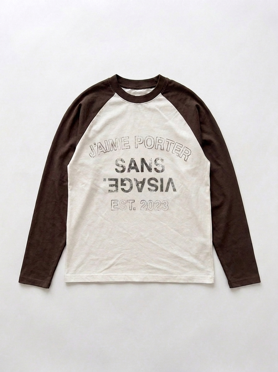 J'AIME PORTER SANS VISAGE RAGLAN LONGSLEEVE - WHITE & BROWN