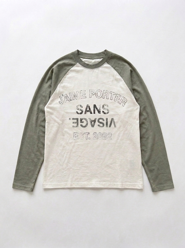 J'AIME PORTER SANS VISAGE RAGLAN LONGSLEEVE - WHITE & GREY