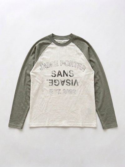 J'AIME PORTER SANS VISAGE RAGLAN LONGSLEEVE - WHITE & GREY
