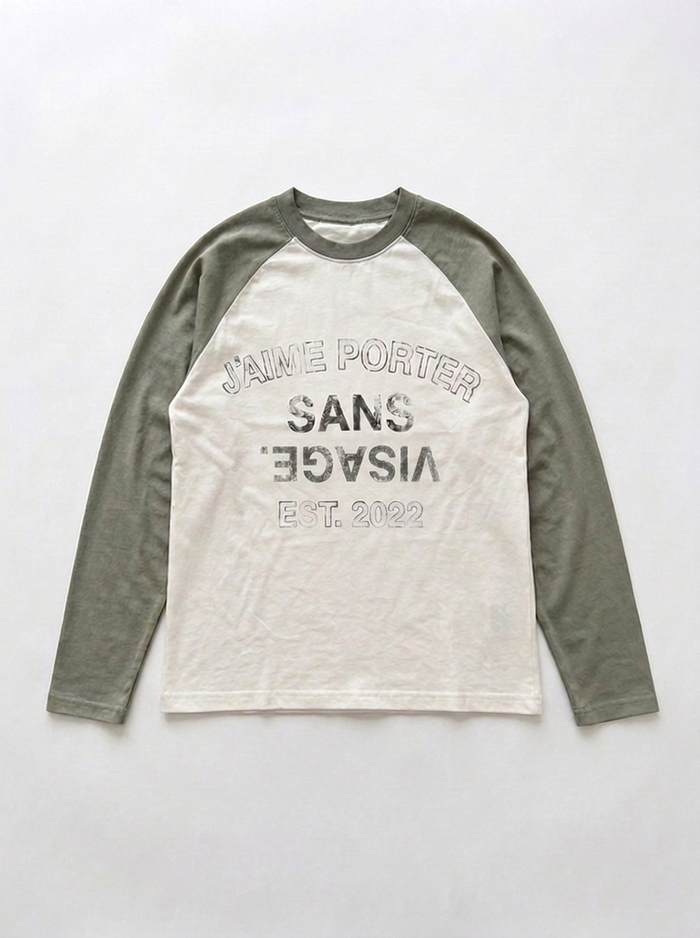 J'AIME PORTER SANS VISAGE RAGLAN LONGSLEEVE - WHITE & GREY