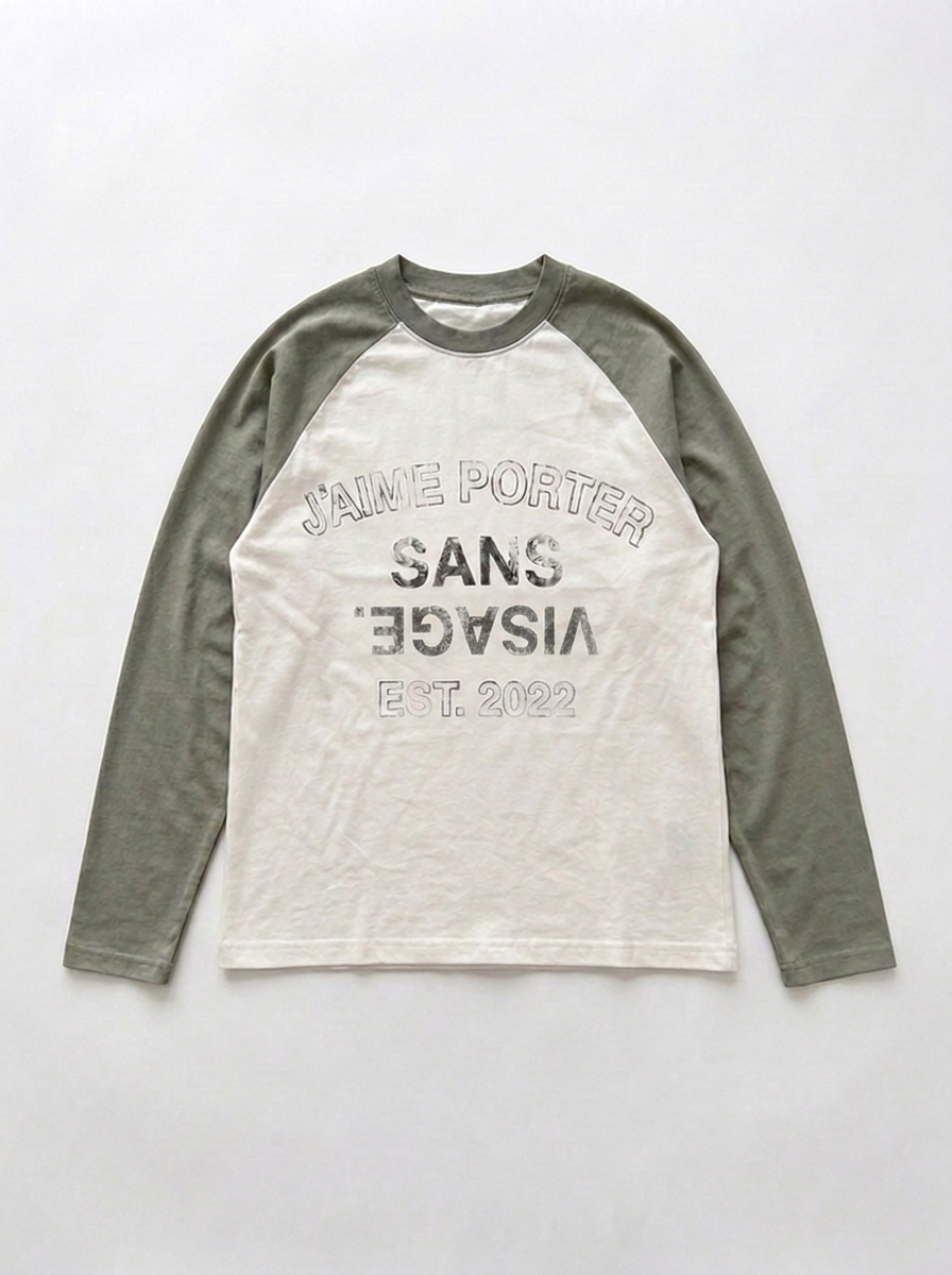 J'AIME PORTER SANS VISAGE RAGLAN LONGSLEEVE - WHITE & GREY