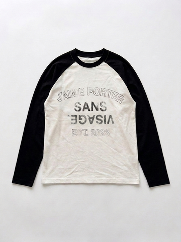 J'AIME PORTER SANS VISAGE RAGLAN LONGSLEEVE - WHITE & BLACK