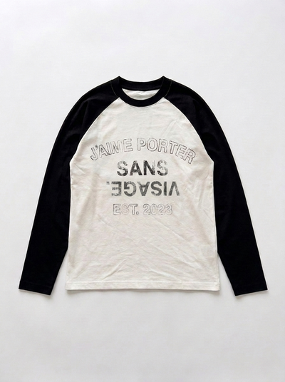 J'AIME PORTER SANS VISAGE RAGLAN LONGSLEEVE - WHITE & BLACK