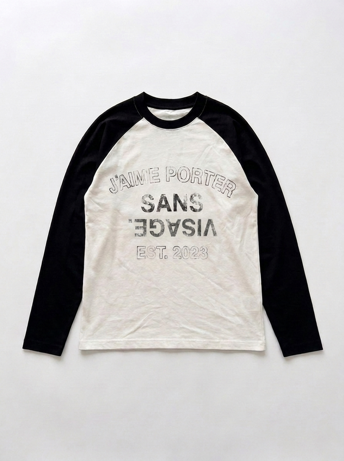 J'AIME PORTER SANS VISAGE RAGLAN LONGSLEEVE - WHITE & BLACK